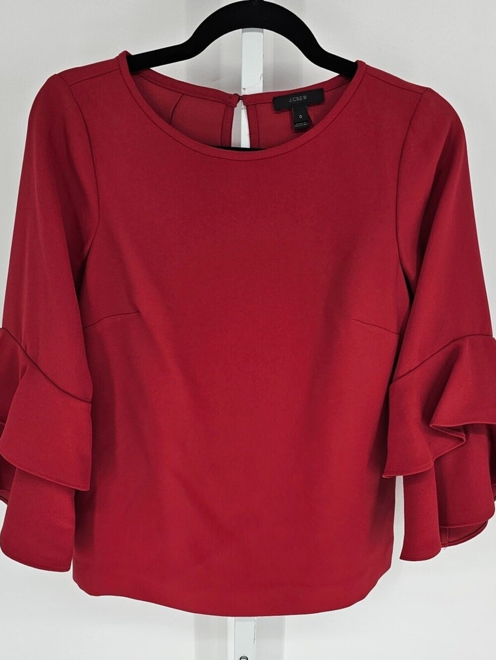 J.crew Womens Ruffled bell sleeves Tops size 0 Dark Red